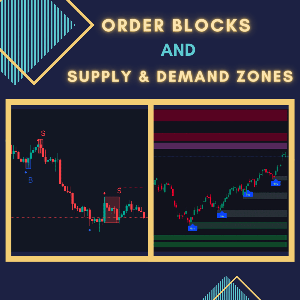 order blocks on the left and supply and demand zones on the right