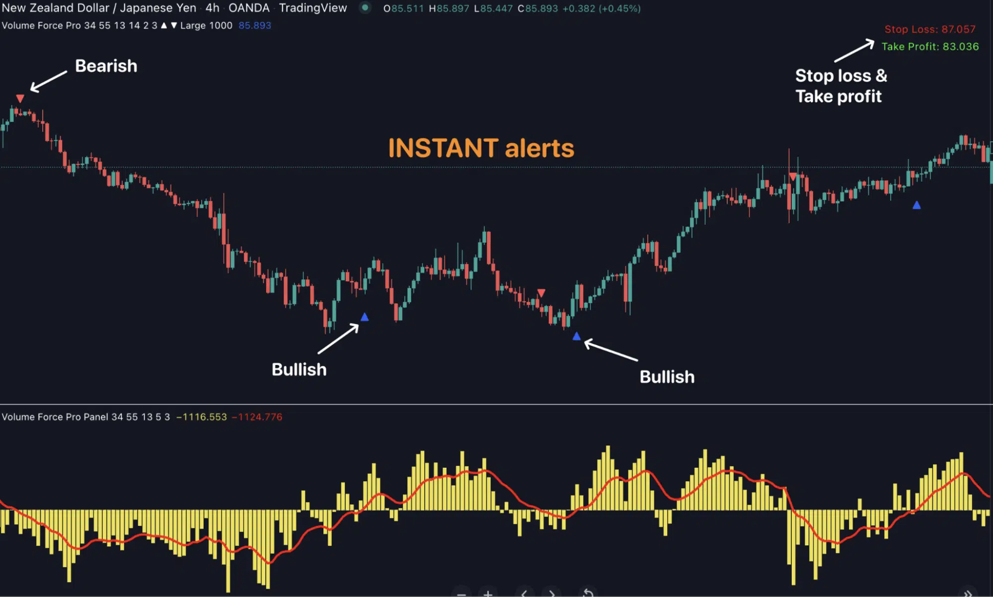 Easily use VOLUME & PRICE to predict trend changes, market tops & bottoms with Volume Force Pro.